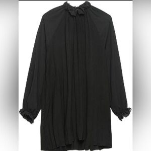 Zara black sheer pleated mini dress